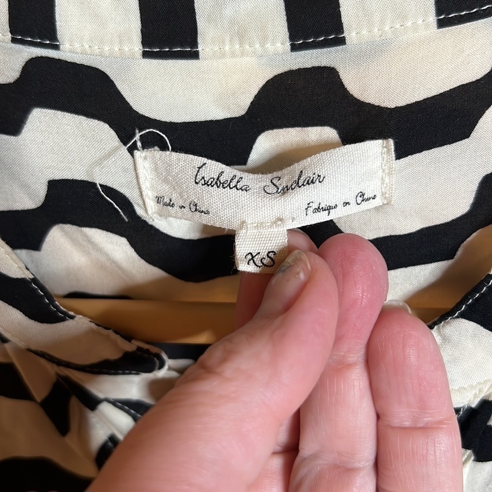 Anthropologie Isabella Sinclair Tunic Shirt Black White Size XS - Picture 4 of 8